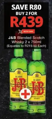 Checkers J&B Blended Scotch Whisky 2 x 750ml offer