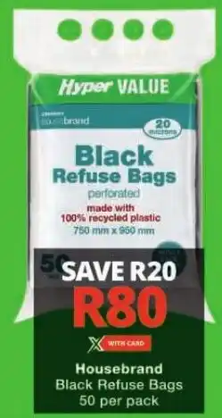 Checkers Housebrand Black Refuse Bags 50 per pack offer