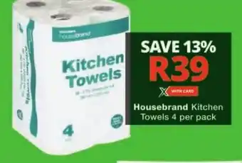 Checkers Housebrand Kitchen Towels 4 per pack offer