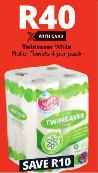 Checkers Twinsaver White Roller Towels 4 per pack offer