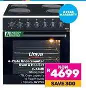 Game Univa 4-Plate Undercounter Oven & Hob Set U336B offer