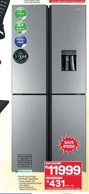 Pick n Pay Hisense - French Door Fridge with Water Dispenser offer