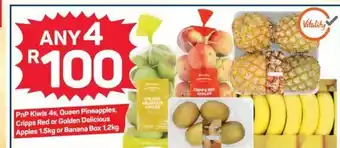 Pick n Pay PnP Kiwis 4s, Queen Pineapples, Cripps Red or Golden Delicious Apples 1.5kg or Banana Box 1.2kg offer