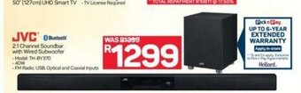 JVC 2.1 Channel Soundbar with Wired Subwoofer