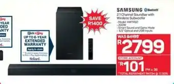 Pick n Pay Samsung - 2.1 Channel Soundbar with Wireless Subwoofer offer
