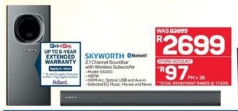 Pick n Pay Skyworth - 2.1 Channel Soundbar with Wireless Subwoofer offer