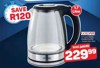 Pick n Pay GOLDAIR 1.7 Litre Glass Corded Kettle offer