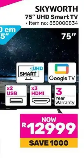 Game SKYWORTH 75" UHD Smart TV offer