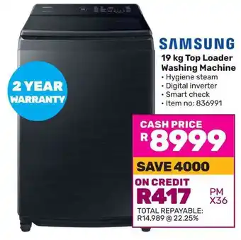 Game SAMSUNG 19 kg Top Loader Washing Machine offer