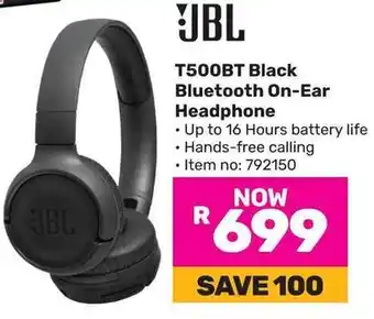 Game JBL T500BT Black Bluetooth On-Ear Headphone offer