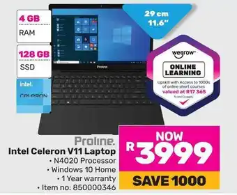 Game Proline. Intel Celeron V11 Laptop offer