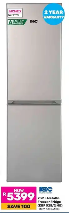 Game 239 L Metallic Freezer Fridge (KBF 525/2 ME) offer