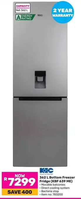 Game 362 L Bottom Freezer Fridge (KBF 639 ME) offer