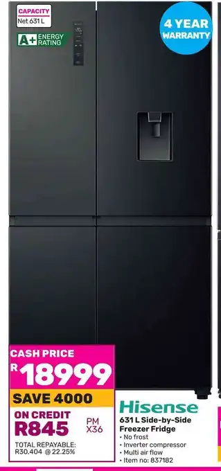 Game Hisense 631 L Side-by-Side Freezer Fridge offer