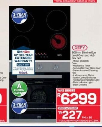 Pick n Pay Defy 600mm Slimline Eye Level Oven and Hob Box Set offer