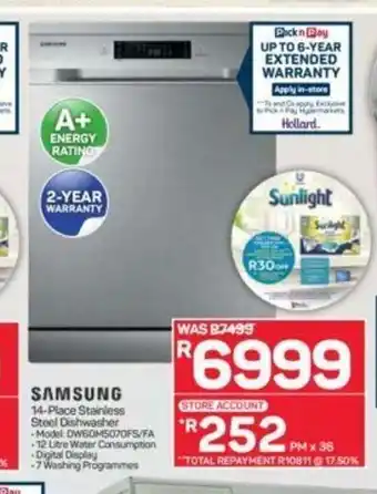 Pick n Pay Samsung - 14-Piece Stainless Steel Dishwasher offer