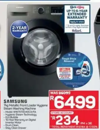 Samsung - 7kg Metallic Front Loader Hygiene Steam Washing Machine