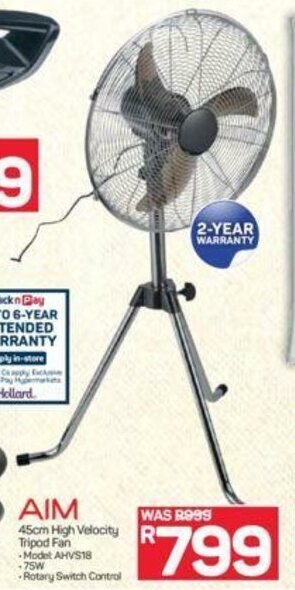 AIM - 45cm High Velocity Tripod Fan