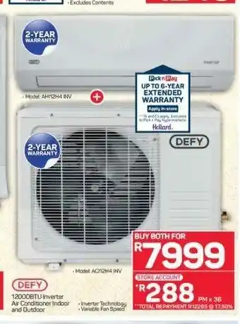 Pick n Pay Defy - 12000BTU Inverter Air Conditioner Indoor and Outdoor offer