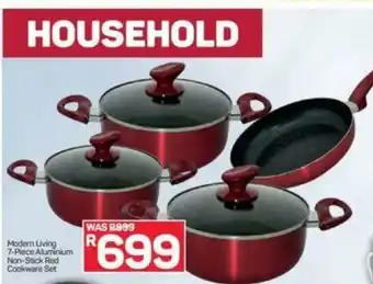 Pick n Pay Modern Living 7-Piece Aluminium Non-Stick Red Cookware Set offer