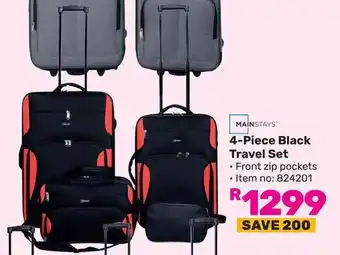 Game MAINSTAYS 4-Piece Black Travel Set offer