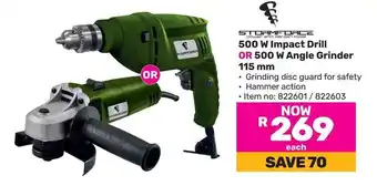 Game 500 W Impact Drill OR 500 W Angle Grinder 115mm offer