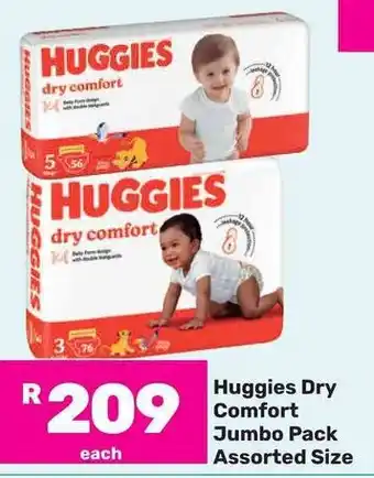 Game Huggies Dry Comfort Jumbo Pack Assorted Size offer