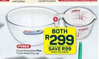 Pick n Pay Pyrex 3 Litre Mixing Bowl Plus 1 Litre Measuring Jug offer