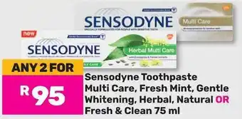 Game Sensodyne Toothpaste Multi Care, Fresh Mint, Gentle Whitening, Herbal, Natural OR Fresh & Clean 75 ml offer