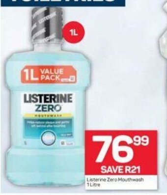 Pick n Pay Listerine Zero Mouthwash 1 Litre offer