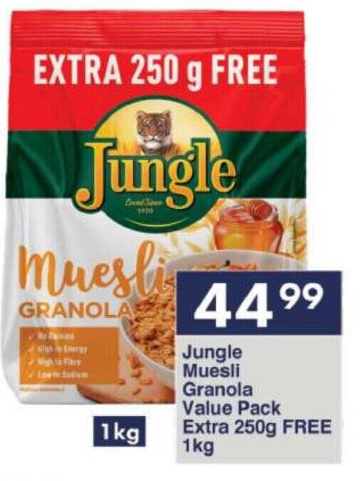 Jungle Muesli Granola Value Pack Extra 250g FREE 1kg offer at President