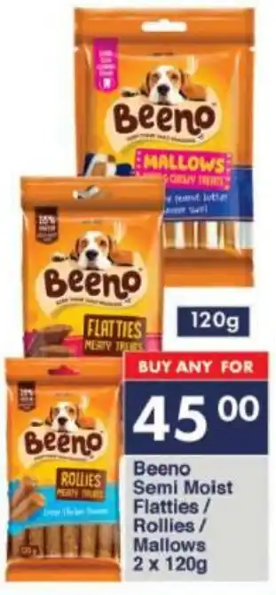 President Hyper Beeno Semi Moist Flatties/ Rollies/ Mallows 2x120g offer