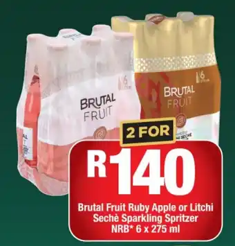 OK Liquor Brutal Fruit Ruby Apple or Litchi Sechè Sparkling Spritzer NRB* 6 x 275 ml offer