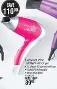 Dis-Chem Carmen Compact Pink 1200W Hair Dryer offer