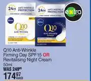 Dis-Chem Nivea Q10 Anti Wrinkle Firming Day SPF15 Or Revitalising Night Cream-50ml Each offer