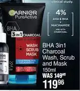 Dis-Chem Garnier BHA 3 In 1 Charcoal Wash, Scrub & Mask-150ml offer