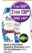 Dis-Chem Head & Shoulders Supreme Shampoo 400ml Or Conditioner 275ml Assorted-For 1 offer