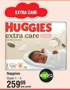 Dis-Chem Huggies Extra Care Nappies Sizes 1-5-Per Pack offer