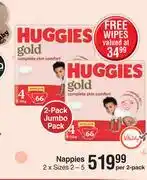 Dis-Chem Huggies Gold Nappies (Sizes 2-5)-Per 2 Pack offer