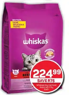 Pick n Pay Hypermarket Whiskas Dry Cat Food Assorted 2.7kg Each offer