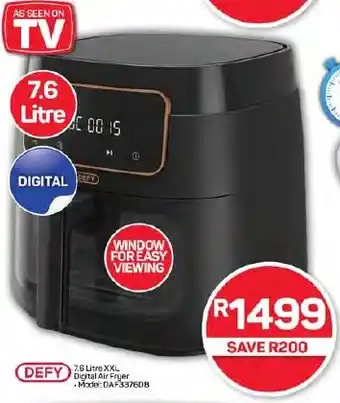 Pick n Pay Hypermarket DEFY 7.6 Litre XXL Digital Air Fryer offer