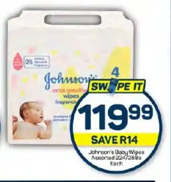 Pick n Pay Hypermarket Johnson's Baby Wipes Assorted 224/288s Each offer