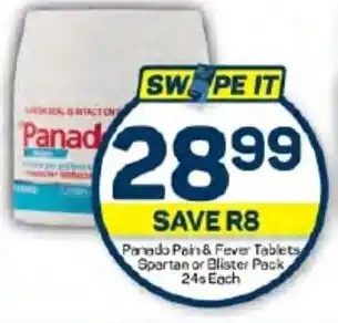 Pick n Pay Hypermarket Panado Pain & Fever Tablets Spartan or Blister Pack 24s Each offer