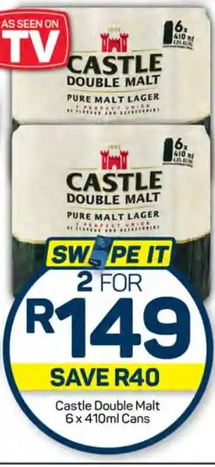 Pick n Pay Hypermarket Castle Double Malt 6x410ml Cans offer