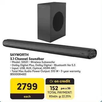 Makro SKYWORTH 3.1 Channel Soundbar offer