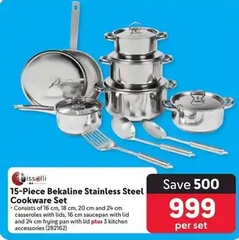 Makro 15-Piece Bekaline Stainless Steel Cookware Set offer