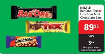 Makro NESTLÉ Bar One, Tex or Lunchbar Mini Chocolate Bars offer