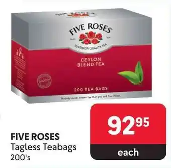 Makro FIVE ROSES Tagless Teabags 200's offer