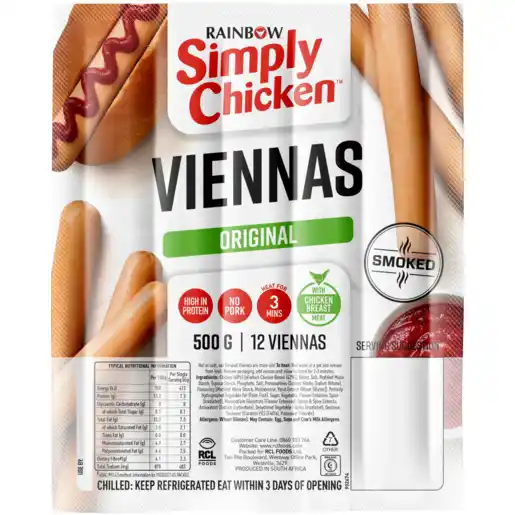 Checkers Liquor Shop Simply Chicken Original Smoked Viennas 500g offer