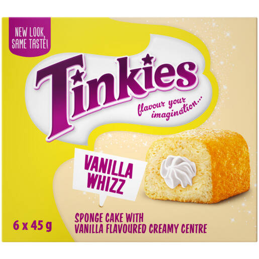 Tinkies Vanilla Whizz Flavoured Creamy Sponge Cake Pack 6 x 45g offer ...